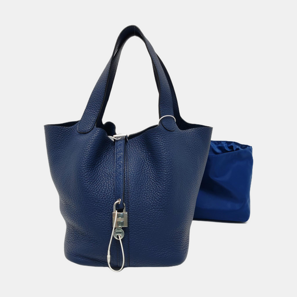 Authenticated pre-owned  Picotin Lock 22 Clemence Blue - Top Handle Bag at Looply