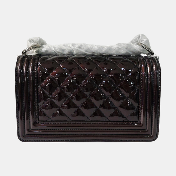 Authenticated pre-owned  Boy Chanel Small Quilted Patent Leather Black - Shoulder Bag at Looply
