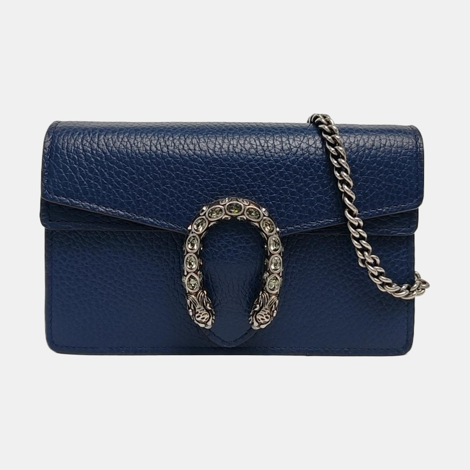 Authenticated pre-owned  Dionysus Super Mini Calfskin Blue - Crossbody Bag at Looply