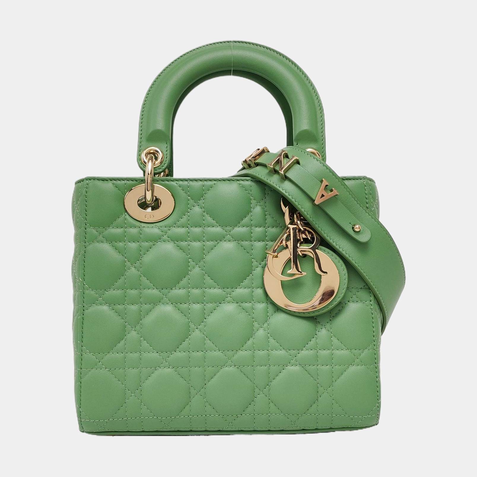 Authenticated pre-owned  Lady Dior Small Lambskin Green - Shoulder Bag at Looply
