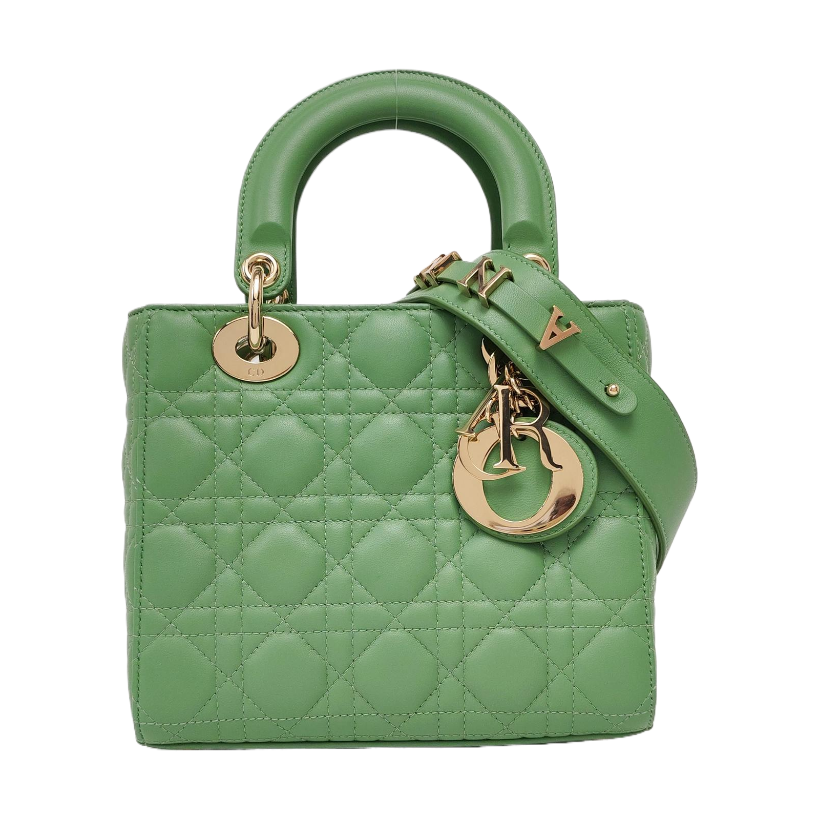 Authenticated pre-owned  Lady Dior Small Lambskin Green - Shoulder Bag at Looply