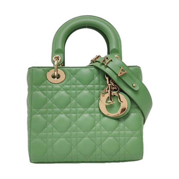 Authenticated pre-owned  Lady Dior Small Lambskin Green - Shoulder Bag at Looply