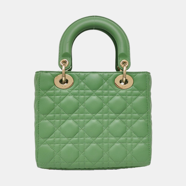 Authenticated pre-owned  Lady Dior Small Lambskin Green - Shoulder Bag at Looply