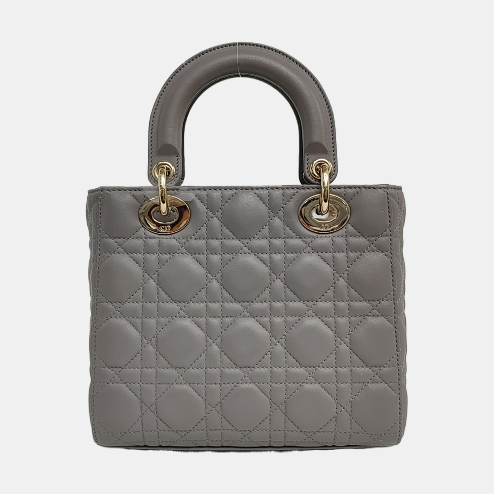 Authenticated pre-owned  Lady Dior Small Lambskin Gray - Shoulder Bag at Looply