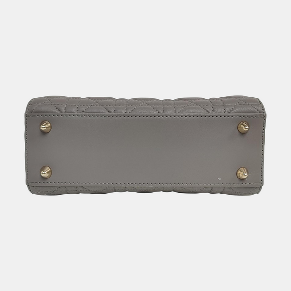 Authenticated pre-owned  Lady Dior Small Lambskin Gray - Shoulder Bag at Looply
