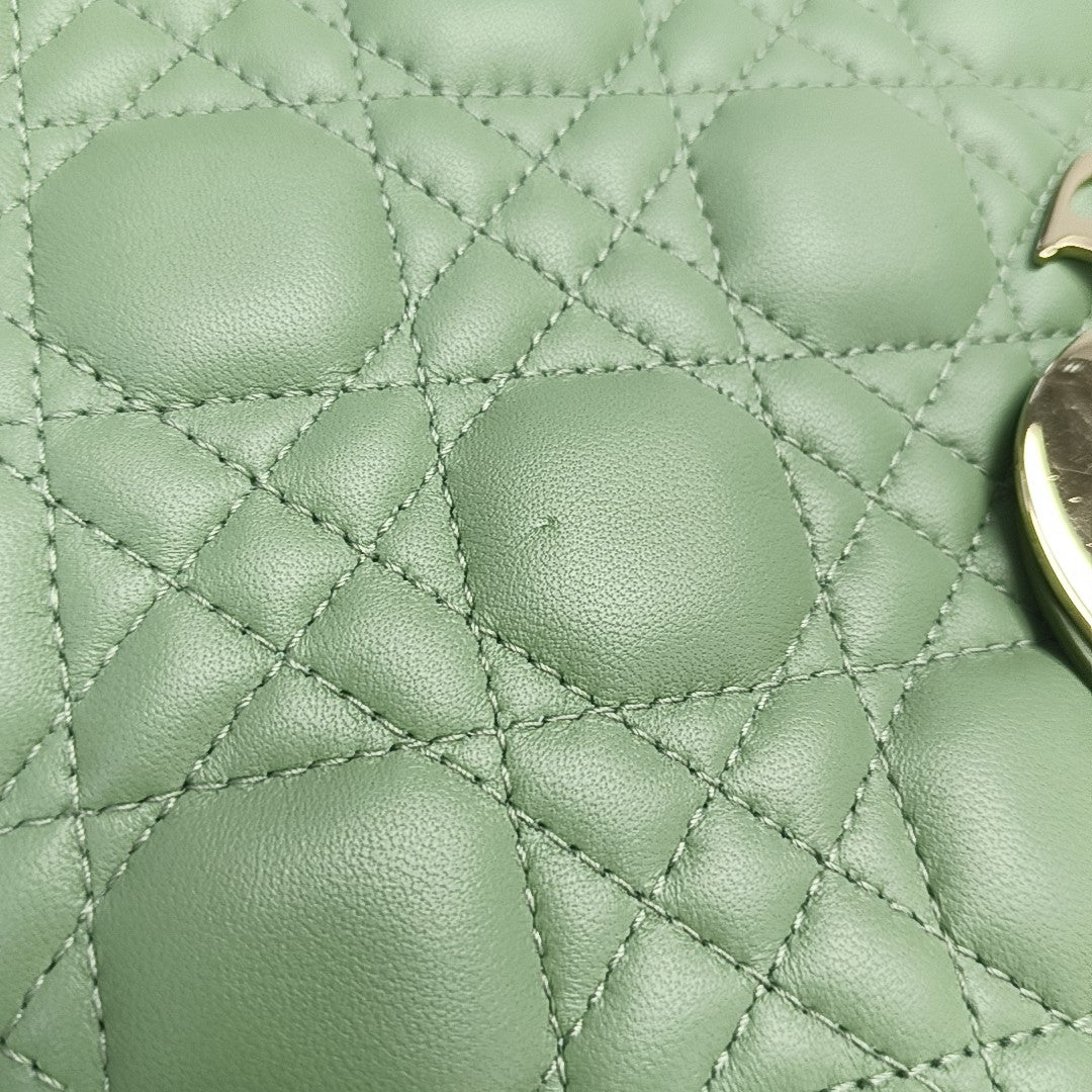 Authenticated pre-owned  Lady Dior Small Lambskin Green - Shoulder Bag at Looply