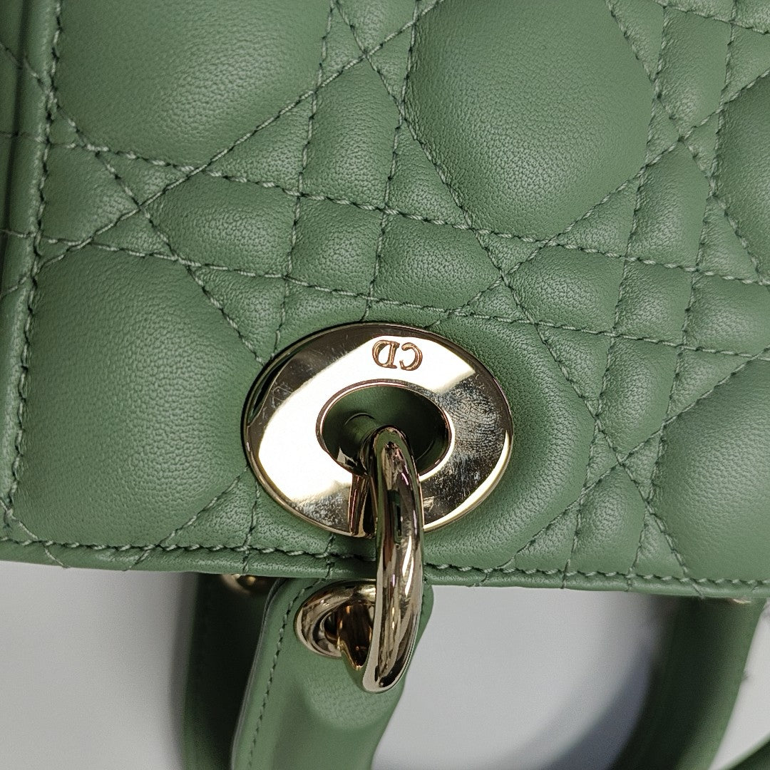 Authenticated pre-owned  Lady Dior Small Lambskin Green - Shoulder Bag at Looply