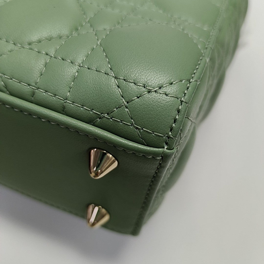Authenticated pre-owned  Lady Dior Small Lambskin Green - Shoulder Bag at Looply