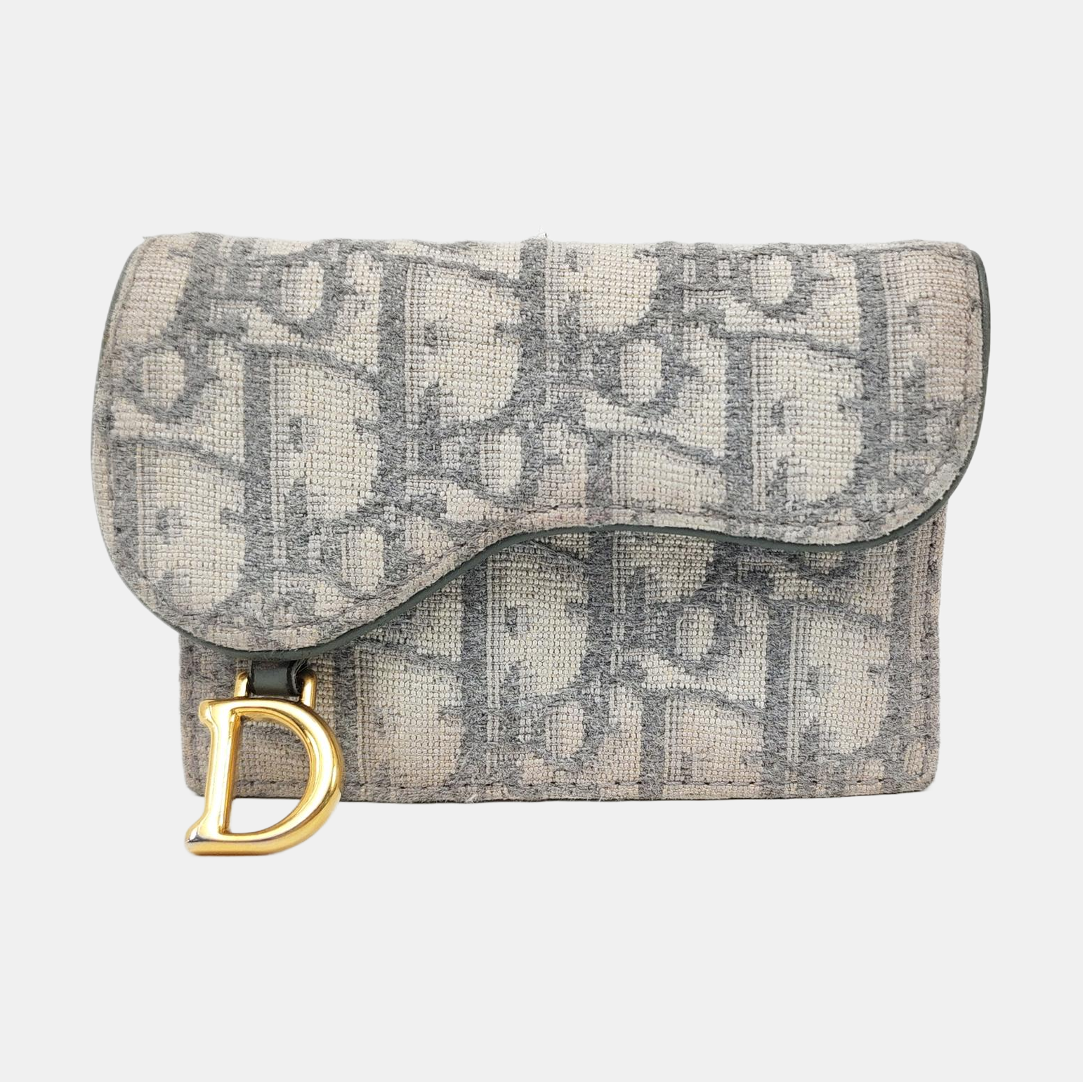 Authenticated pre-owned  Saddle Oblique Canvas Gray Card Holder - Card Holder at Looply