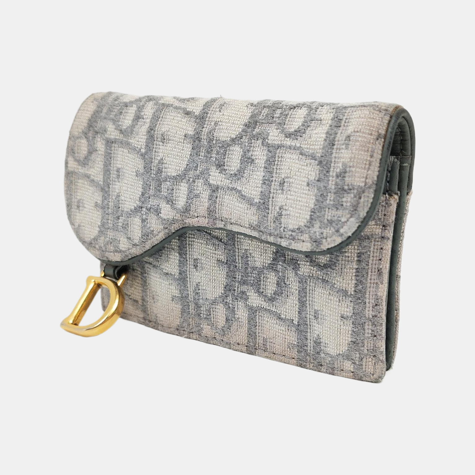 Authenticated pre-owned  Saddle Oblique Canvas Gray Card Holder - Card Holder at Looply