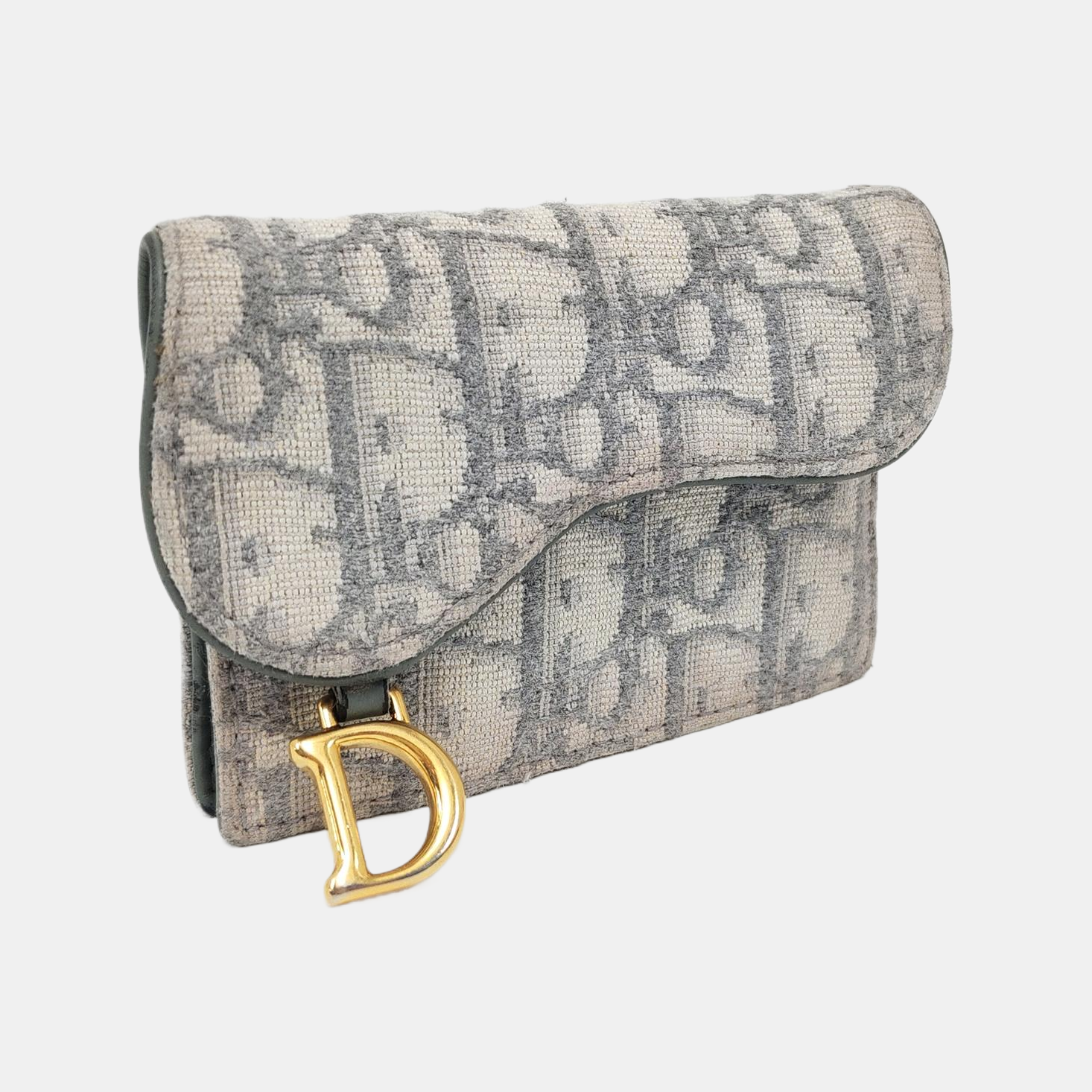 Authenticated pre-owned  Saddle Oblique Canvas Gray Card Holder - Card Holder at Looply