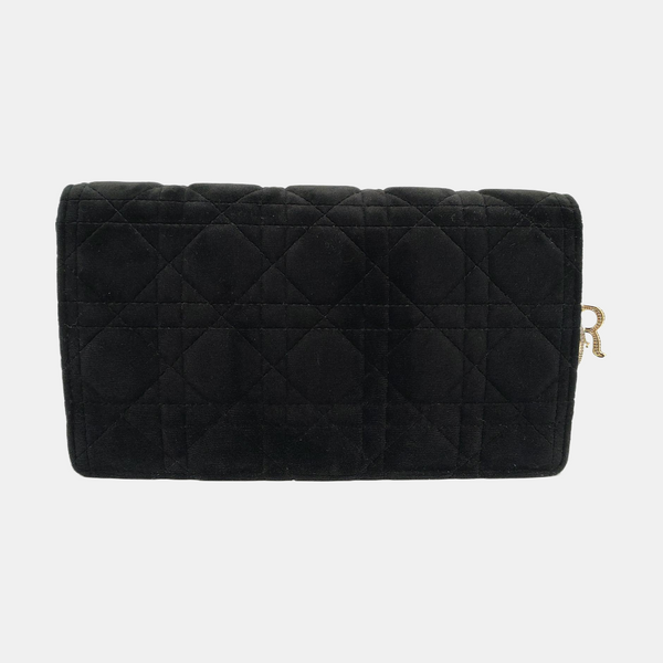 Authenticated pre-owned  Lady Dior Fabric Black - Shoulder Bag at Looply