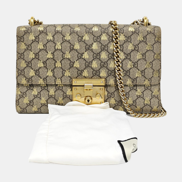 Authenticated pre-owned  Padlock Small Monogram Coated Canvas Beige - Shoulder Bag at Looply