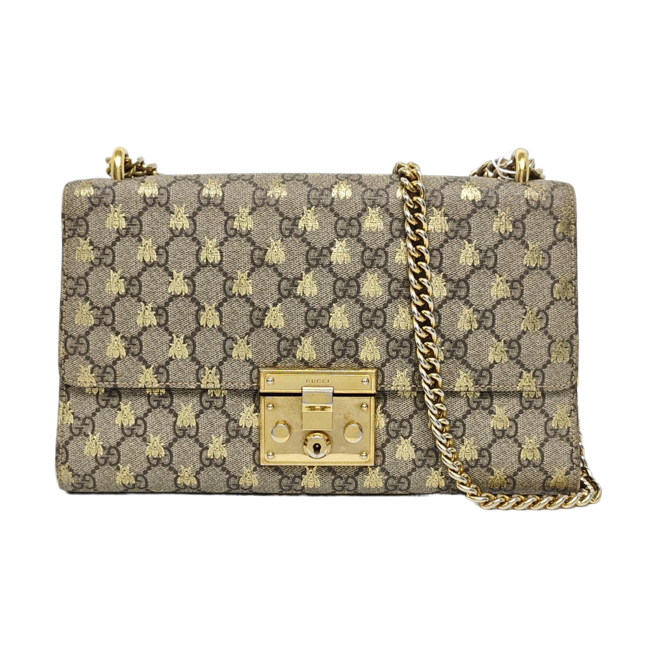 Authenticated pre-owned  Padlock Small Monogram Coated Canvas Beige - Shoulder Bag at Looply