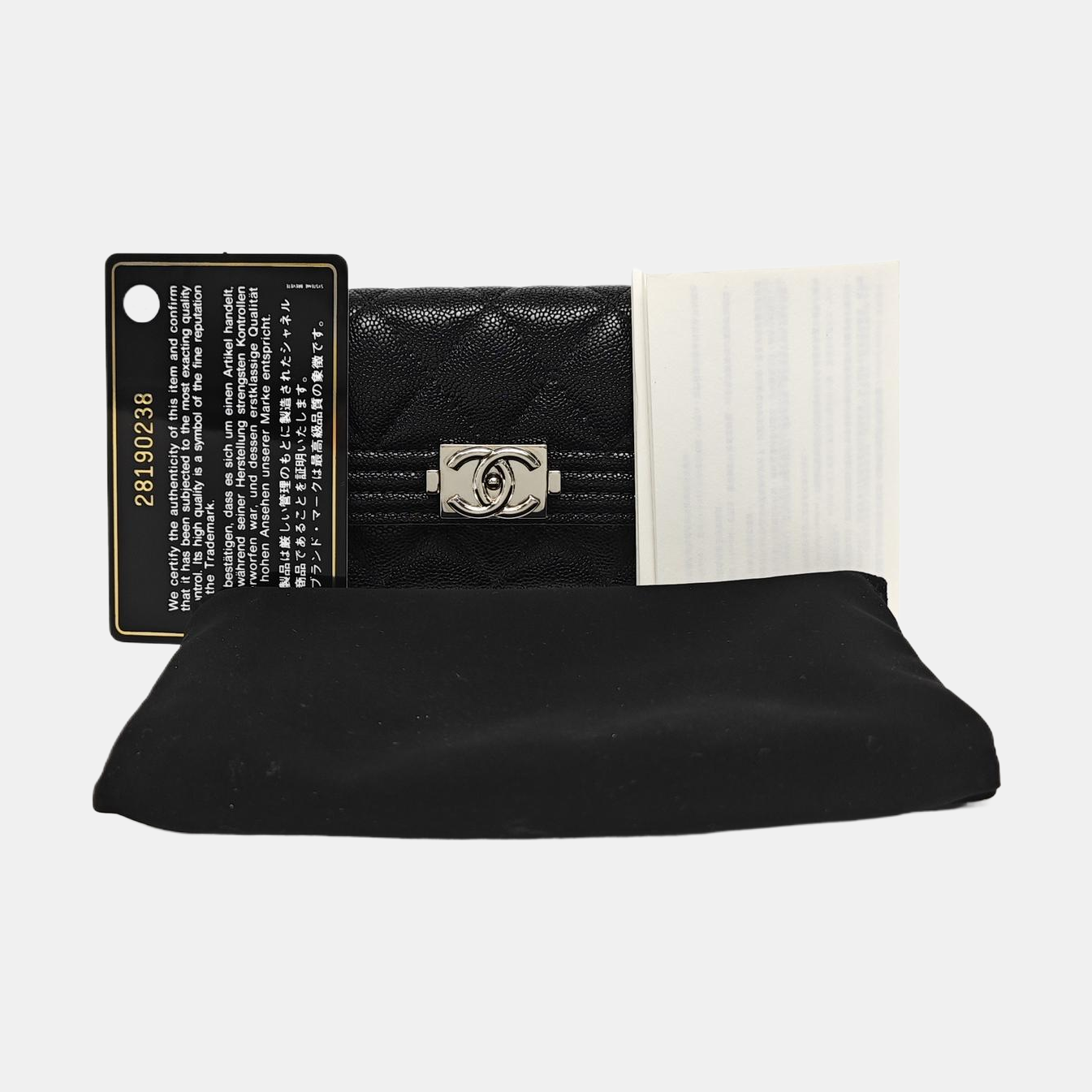 Authenticated pre-owned  Boy Chanel Quilted Grained Calfskin Black Card Holder - Card Holder at Looply