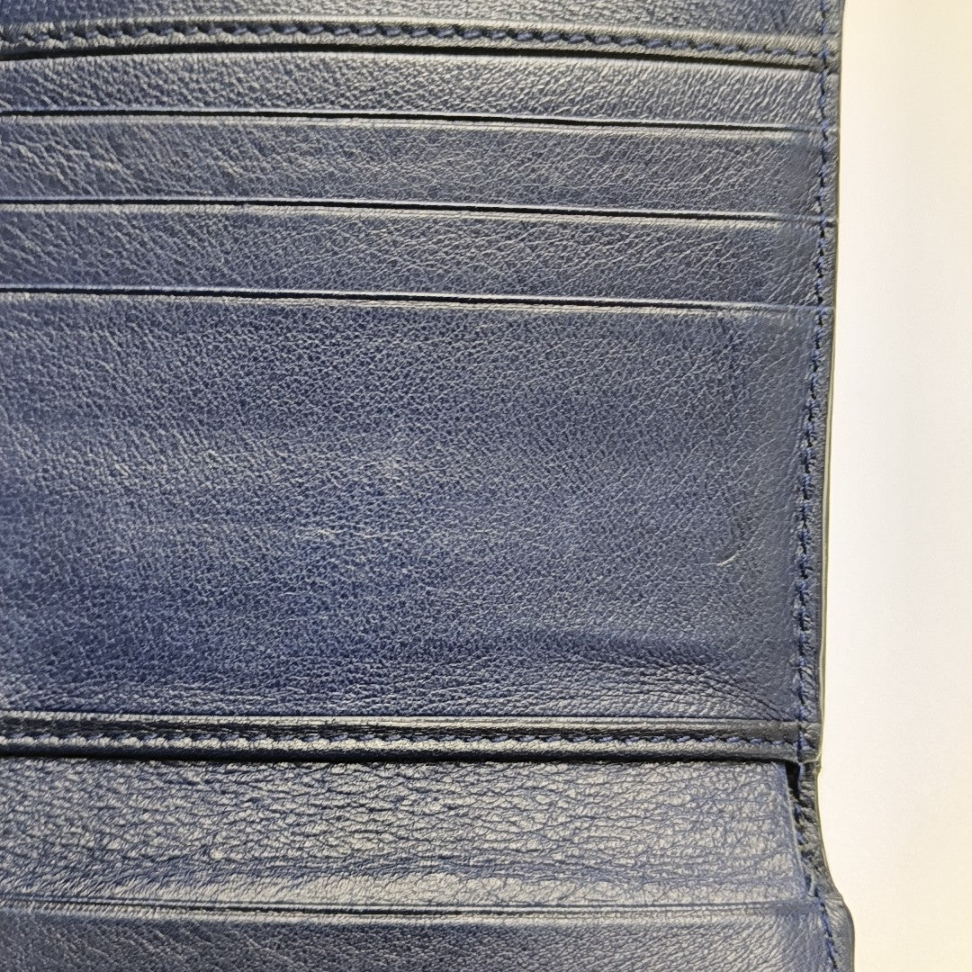 Authenticated pre-owned  Lady Dior Patent Calfskin Blue Wallet - Wallet at Looply