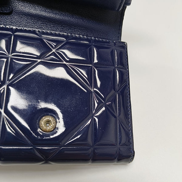 Authenticated pre-owned  Lady Dior Patent Calfskin Blue Wallet - Wallet at Looply