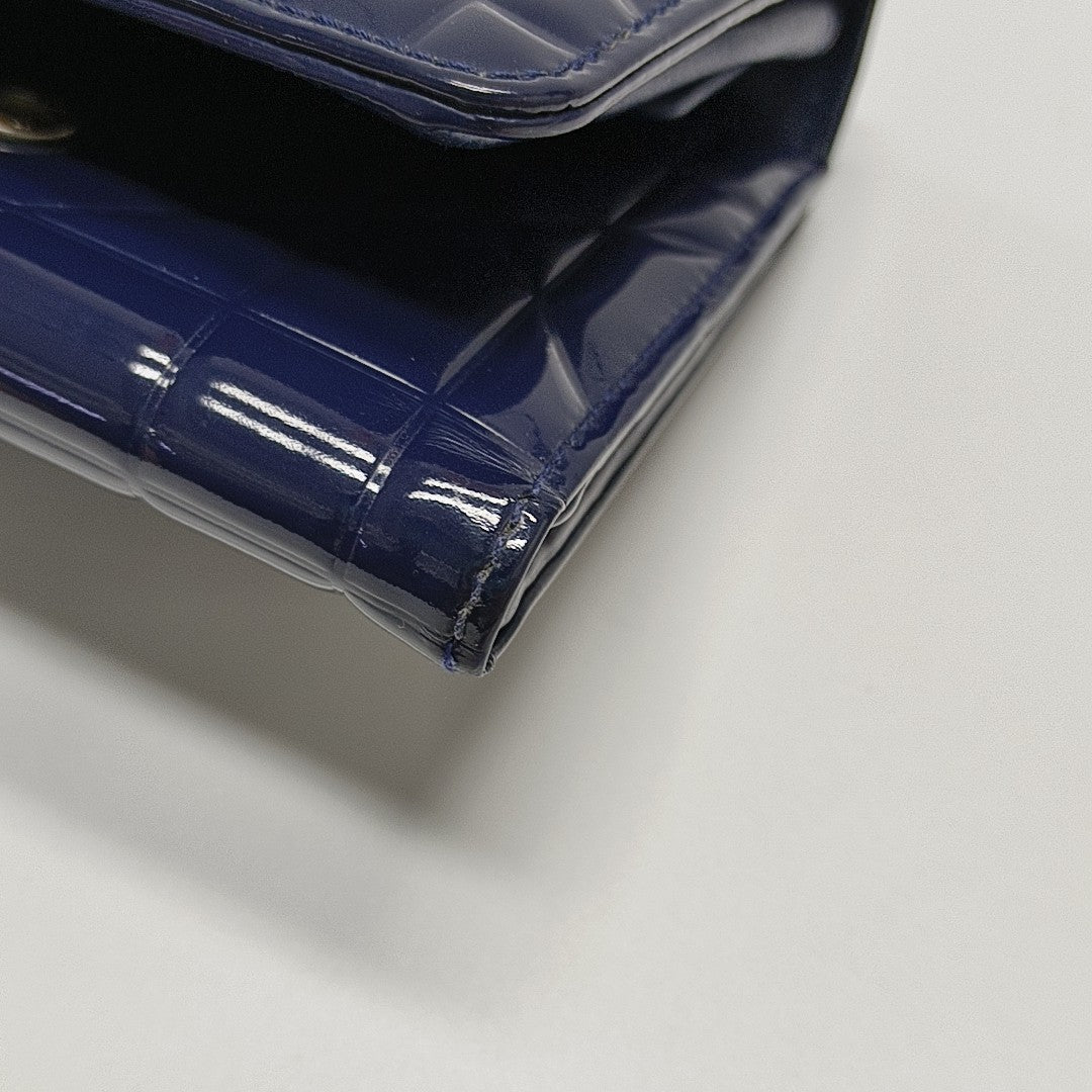 Authenticated pre-owned  Lady Dior Patent Calfskin Blue Wallet - Wallet at Looply