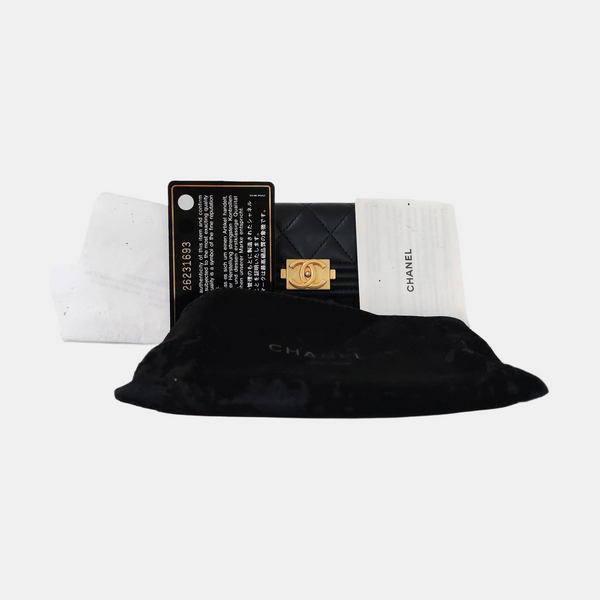 Authenticated pre-owned  Boy Chanel Quilted Lambskin Black Card Holder - Card Holder at Looply