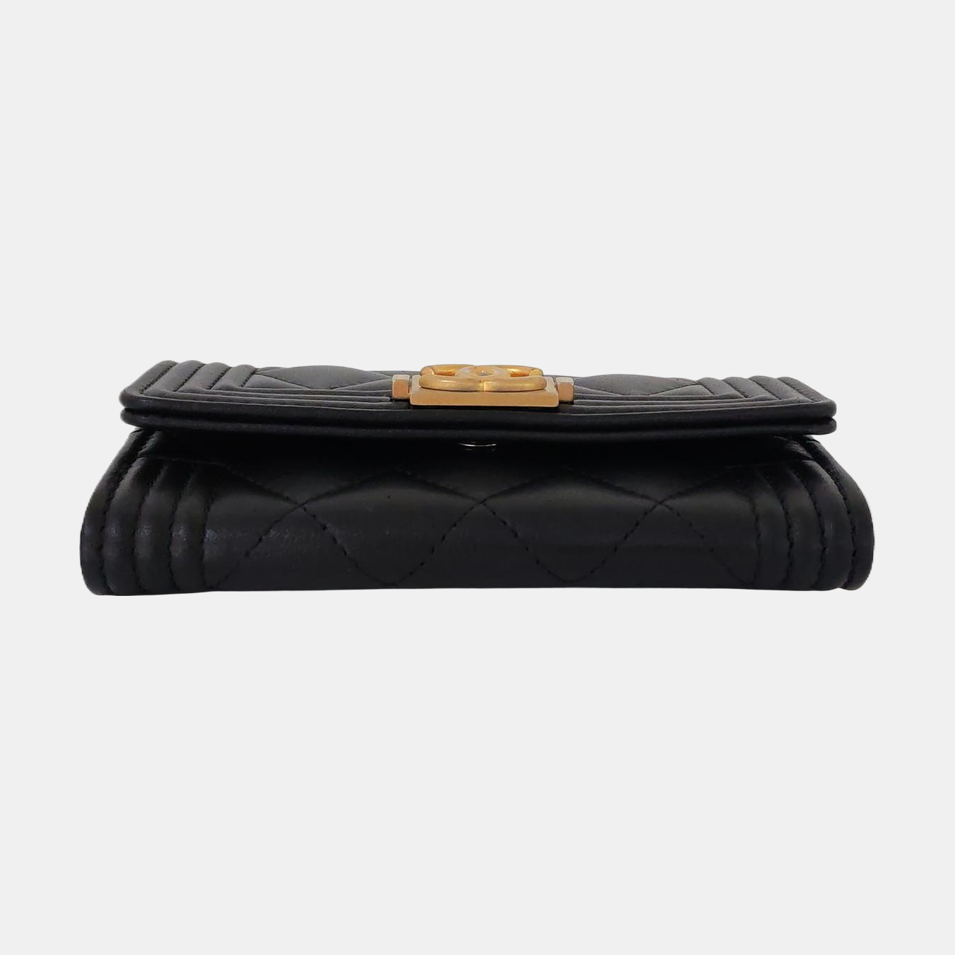 Authenticated pre-owned  Boy Chanel Quilted Lambskin Black Card Holder - Card Holder at Looply