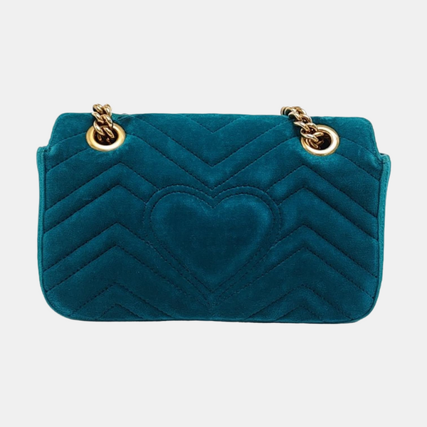 Authenticated pre-owned  GG Marmont Small Velvet Green - Shoulder Bag at Looply