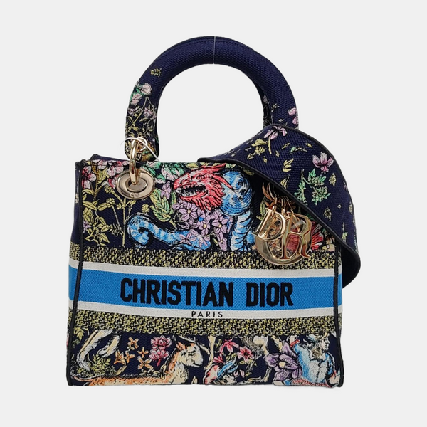 Authenticated pre-owned  Lady D-Lite Medium Canvas Blue - Shoulder Bag at Looply