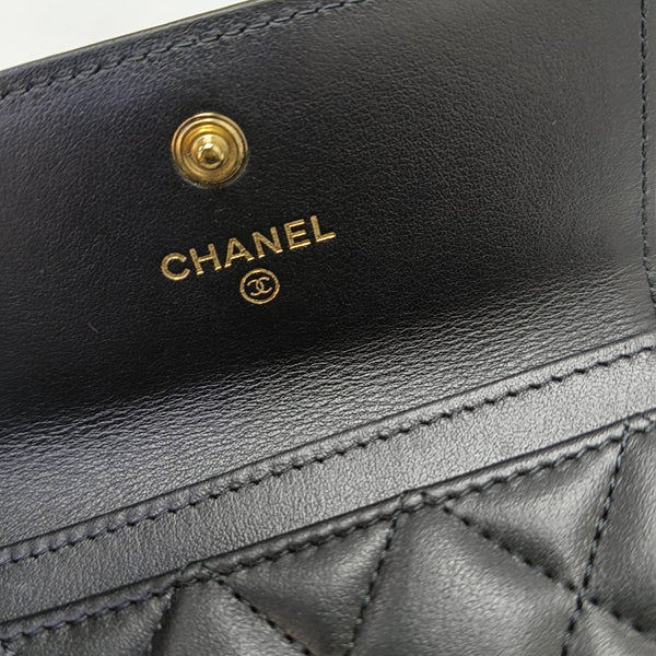 Authenticated pre-owned  Boy Chanel Quilted Lambskin Black Card Holder - Card Holder at Looply