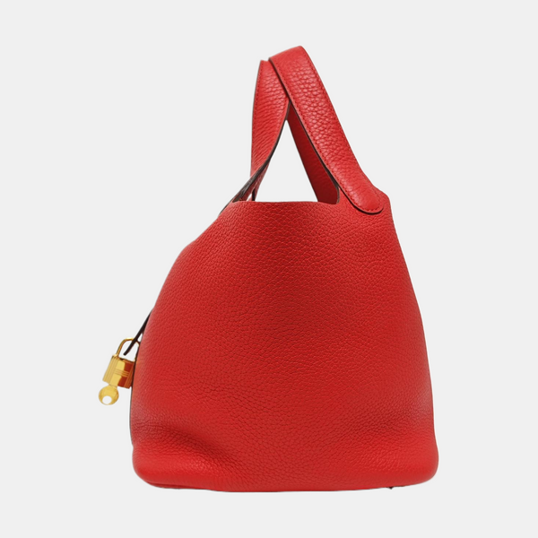 Authenticated pre-owned  Picotin Lock 18 Clemence Red - Top Handle Bag at Looply