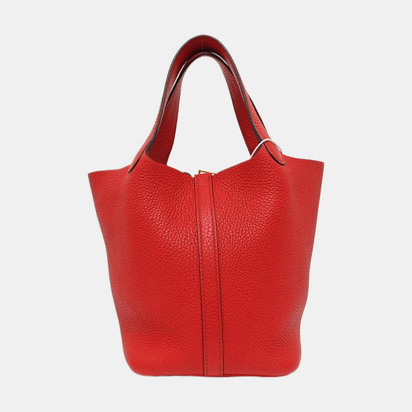 Authenticated pre-owned  Picotin Lock 18 Clemence Red - Top Handle Bag at Looply