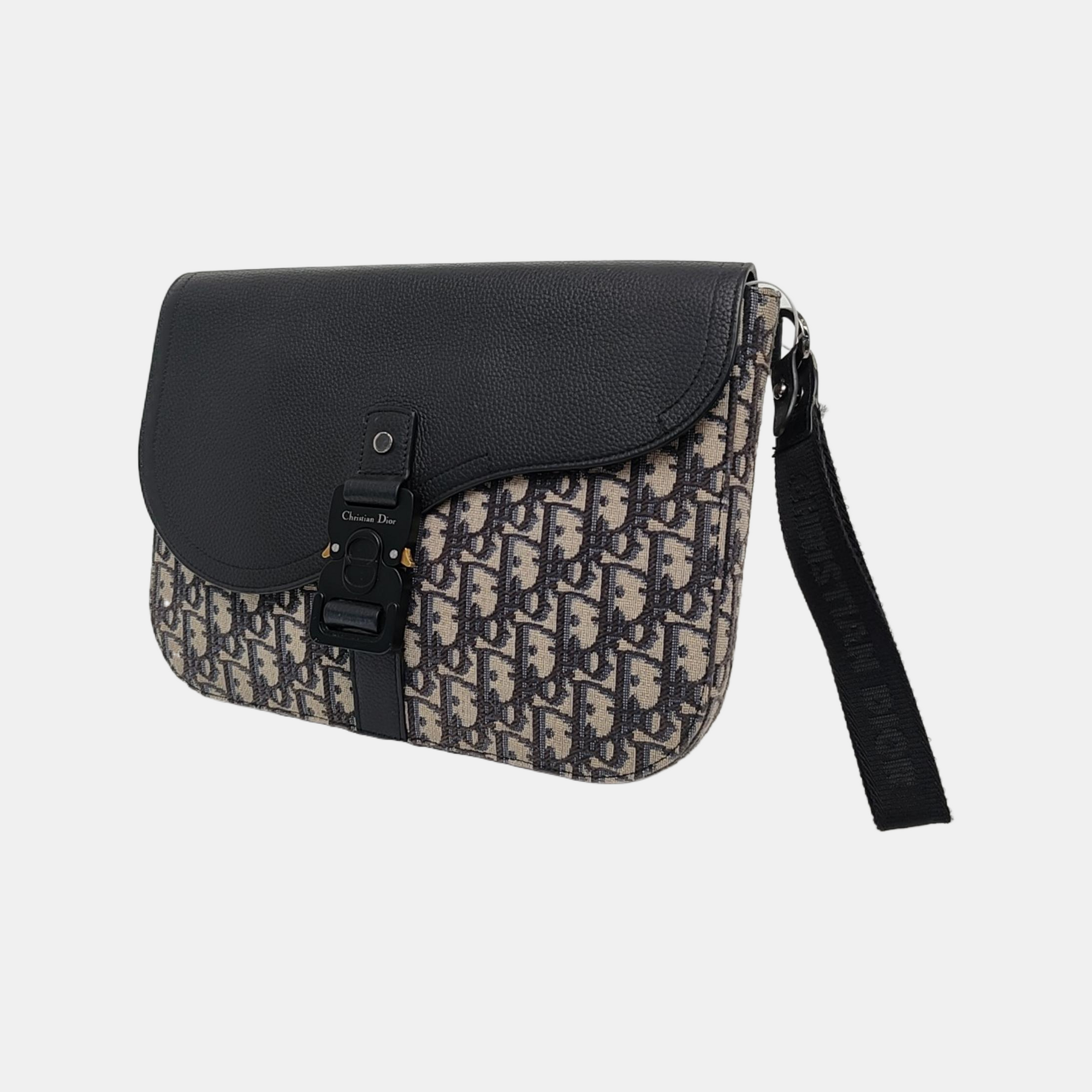 Authenticated pre-owned  Saddle Oblique Canvas Beige - Clutch at Looply