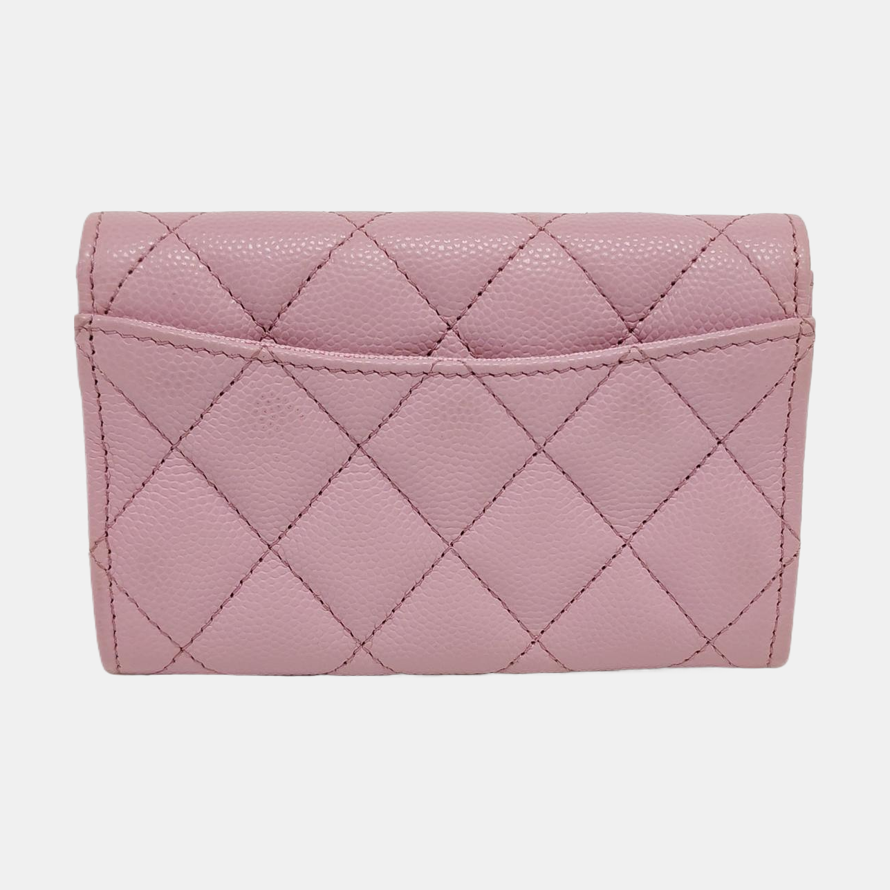 Authenticated pre-owned  Classic Flap Quilted Grained Calfskin Pink Card Holder - Card Holder at Looply