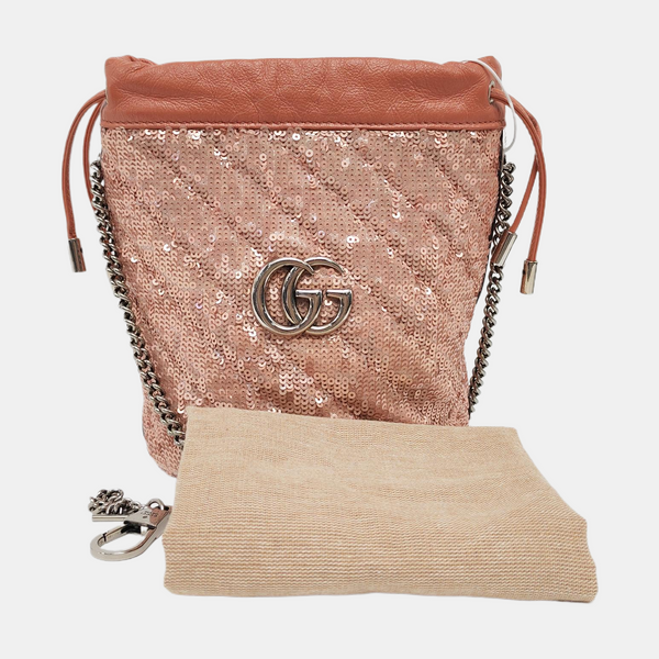 Authenticated pre-owned  GG Marmont Mini Sequins Pink - Crossbody Bag at Looply