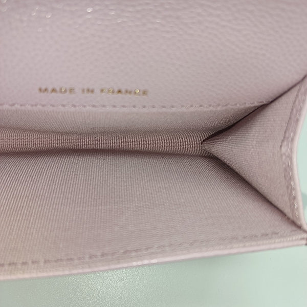 Authenticated pre-owned  Classic Flap Quilted Grained Calfskin Pink Card Holder - Card Holder at Looply