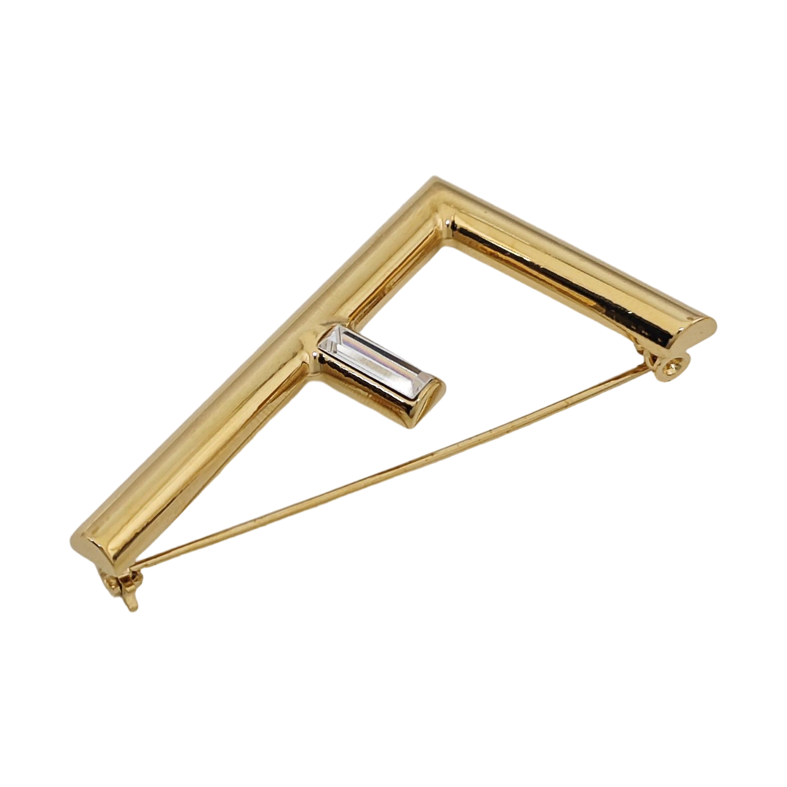Authenticated pre-owned  First Brass Gold-tone Metal Synthetic Crystal Brooch - Brooch at Looply