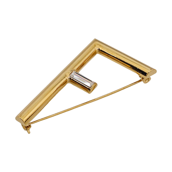 Authenticated pre-owned  First Brass Gold-tone Metal Synthetic Crystal Brooch - Brooch at Looply