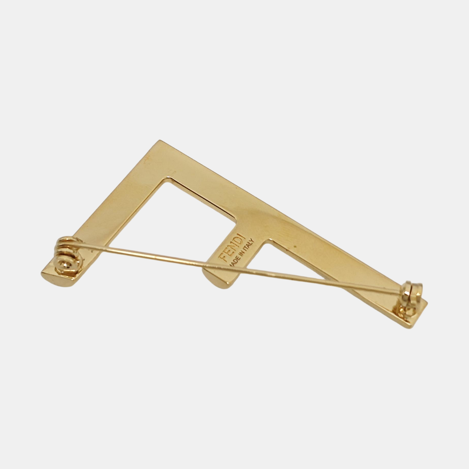 Authenticated pre-owned  First Brass Gold-tone Metal Synthetic Crystal Brooch - Brooch at Looply