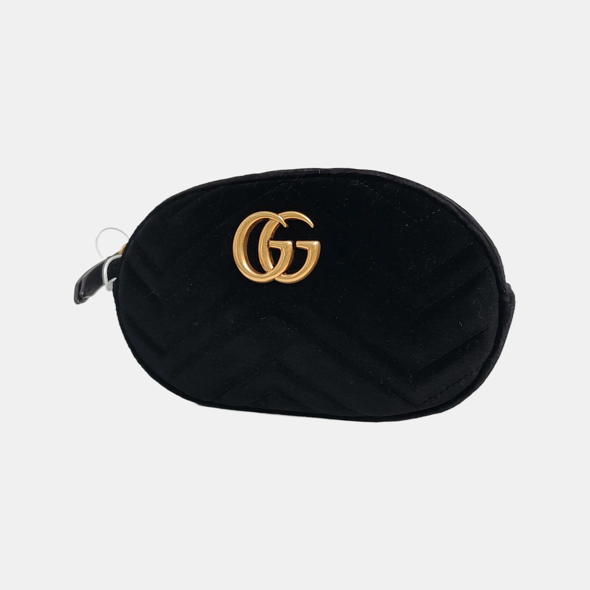 Authenticated pre-owned  GG Marmont Velvet Black - Belt Bag at Looply