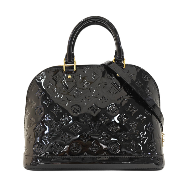 Authenticated pre-owned  Alma Monogram Patent Leather Black - Shoulder Bag at Looply