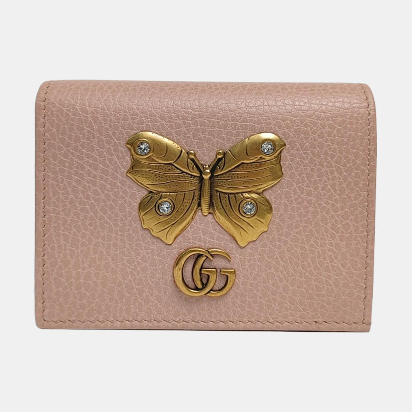 Authenticated pre-owned  GG Marmont Calfskin Pink Card Holder - Card Holder at Looply