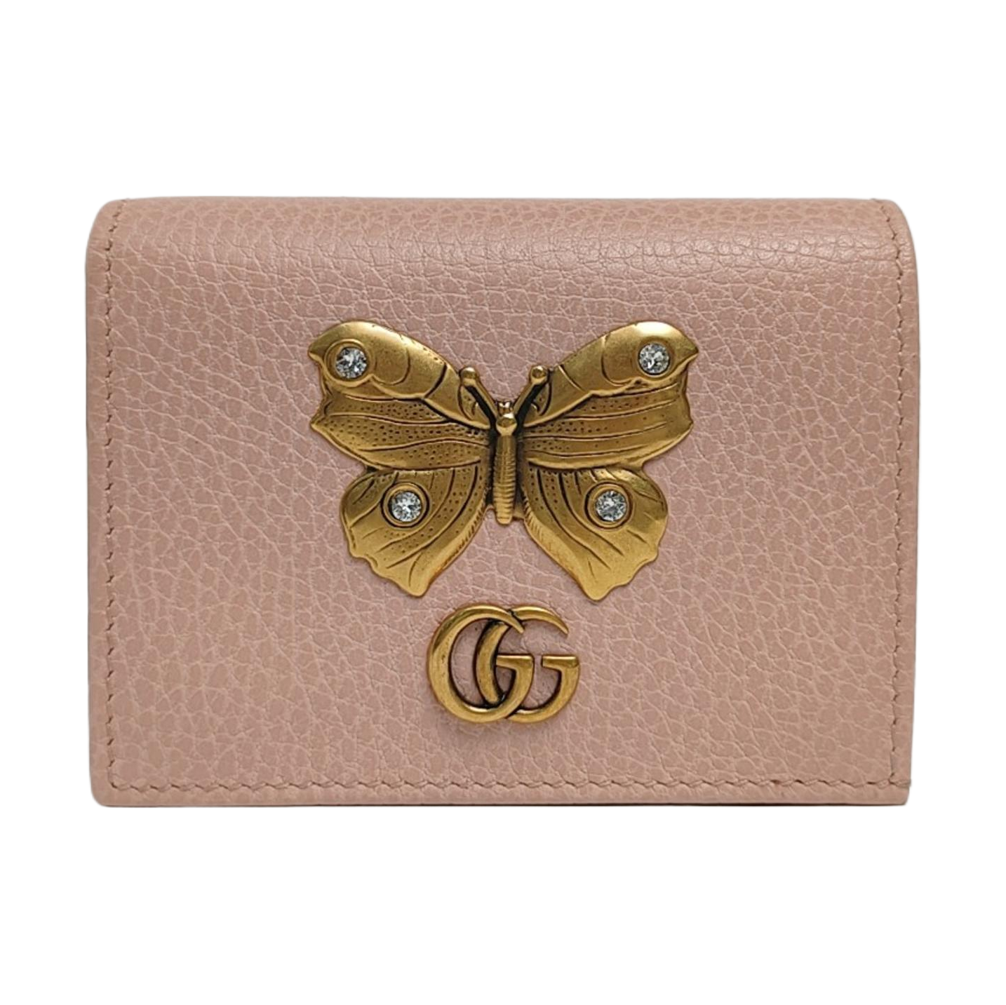 Authenticated pre-owned  GG Marmont Calfskin Pink Card Holder - Card Holder at Looply