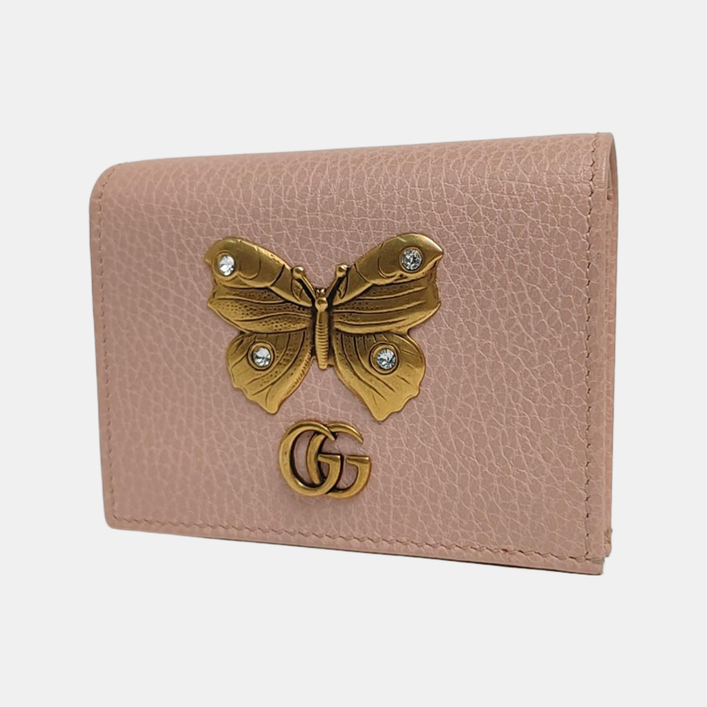 Authenticated pre-owned  GG Marmont Calfskin Pink Card Holder - Card Holder at Looply