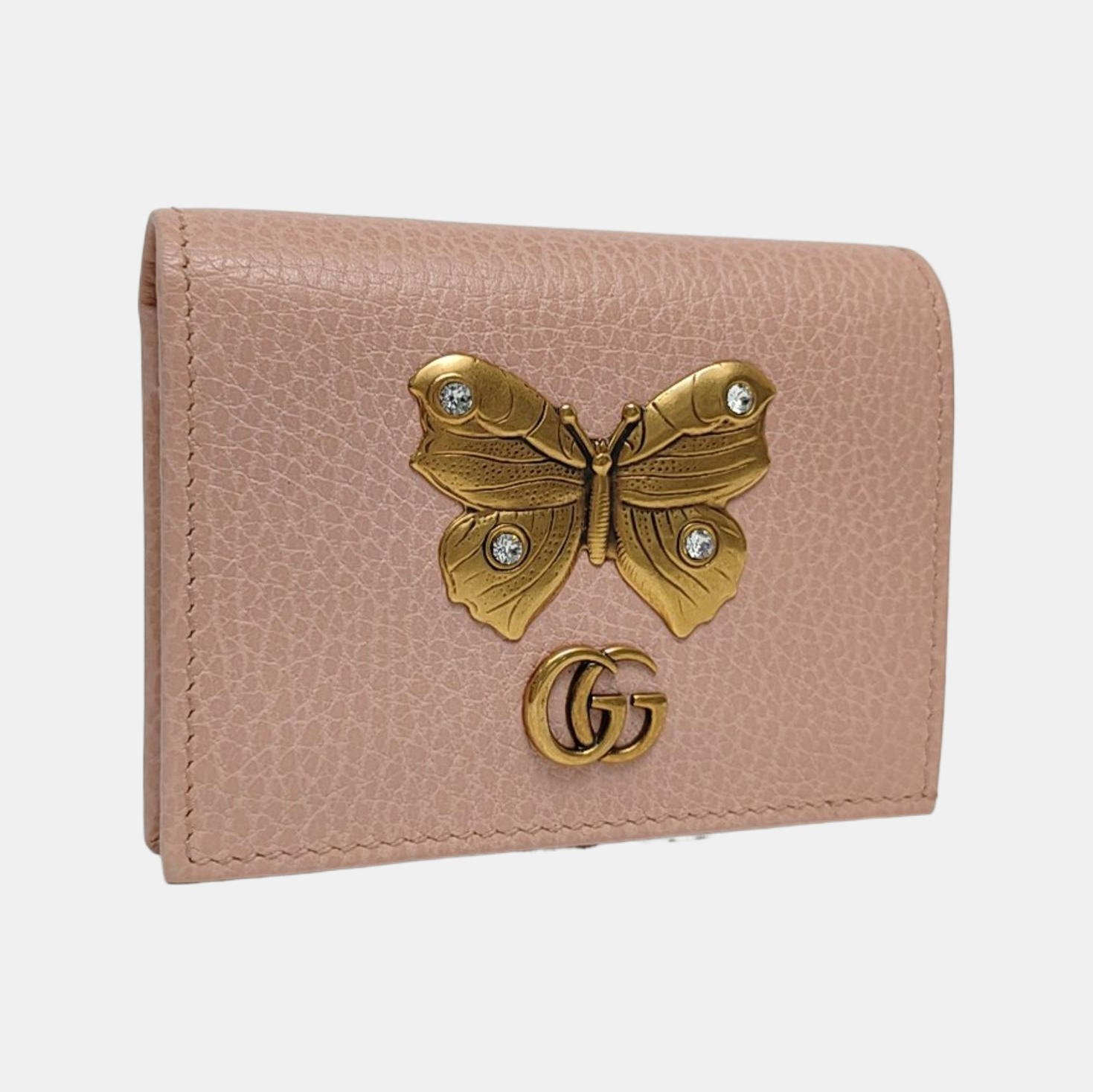 Authenticated pre-owned  GG Marmont Calfskin Pink Card Holder - Card Holder at Looply