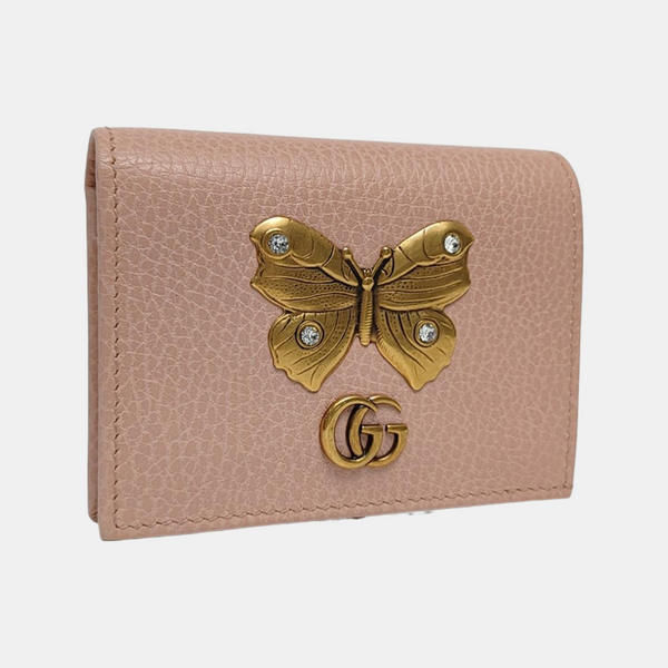 Authenticated pre-owned  GG Marmont Calfskin Pink Card Holder - Card Holder at Looply