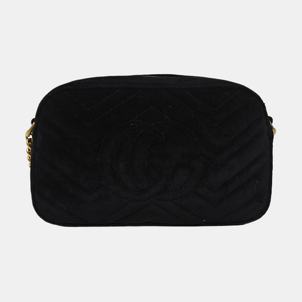 Authenticated pre-owned  GG Marmont Velvet Black - Shoulder Bag at Looply