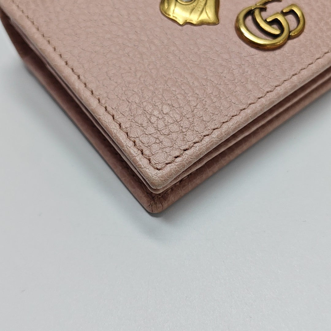 Authenticated pre-owned  GG Marmont Calfskin Pink Card Holder - Card Holder at Looply