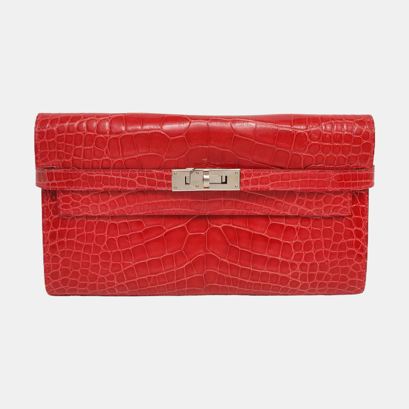 Authenticated pre-owned  Kelly Shiny Porosus Crocodile Pink Wallet - Wallet at Looply