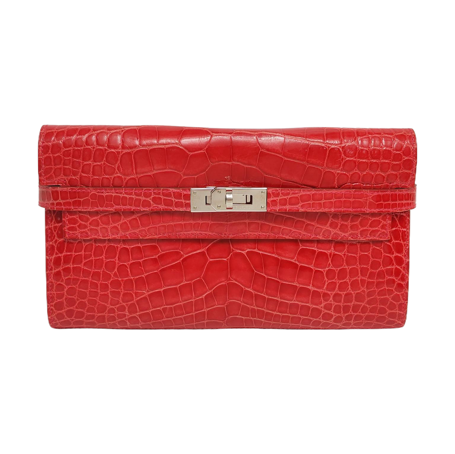 Authenticated pre-owned  Kelly Shiny Porosus Crocodile Pink Wallet - Wallet at Looply