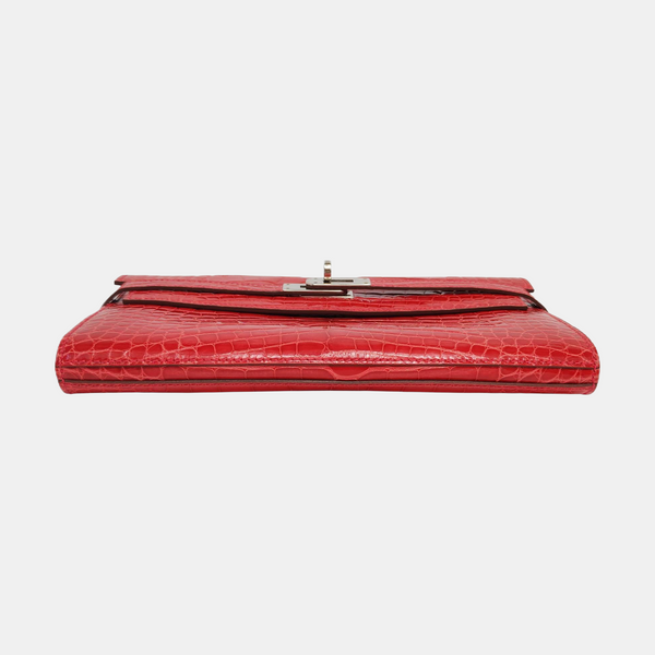 Authenticated pre-owned  Kelly Shiny Porosus Crocodile Pink Wallet - Wallet at Looply