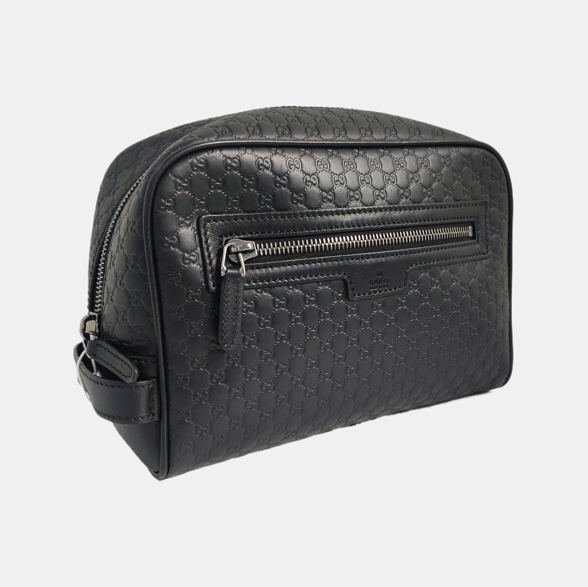 Authenticated pre-owned  Microguccissima Monogram Calfskin Black - Clutch at Looply