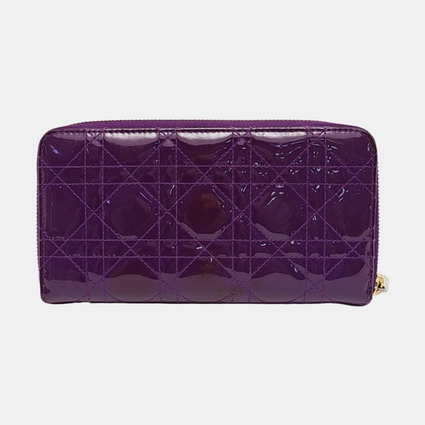 Authenticated pre-owned  Lady Dior Patent Leather Purple Wallet - Wallet at Looply
